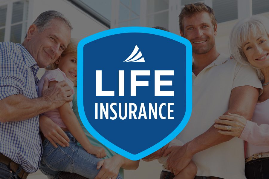 Life Insurance - Armada Risk Partners Shield Logo for Life Insurance with Portrait of a Happy Family in the Background